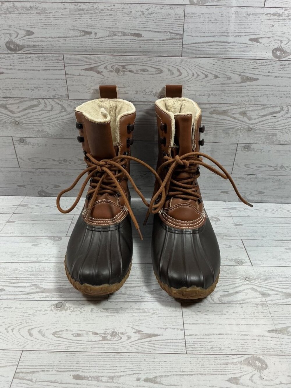Esprit Harbour Faux Fur Lined Duck Boots, Women’s 8M Brown/Tan Waterproof